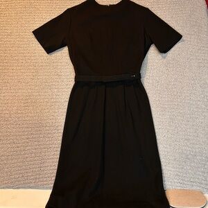 Vintage 1960s Judy Sue Dallas Black Sheath Dress Belted Mad Men Style USA